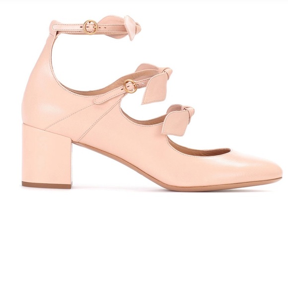 SOLD NWT Chloé Mike Bow Pumps Blush Leather SZ 39.5 - Picture 2 of 14